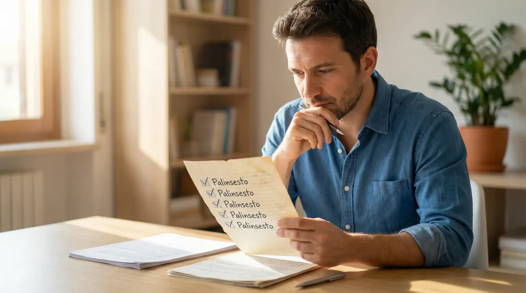 Come scegliere il bookmaker giusto per il calcio: uomo che confronta documenti con criteri di valutazione