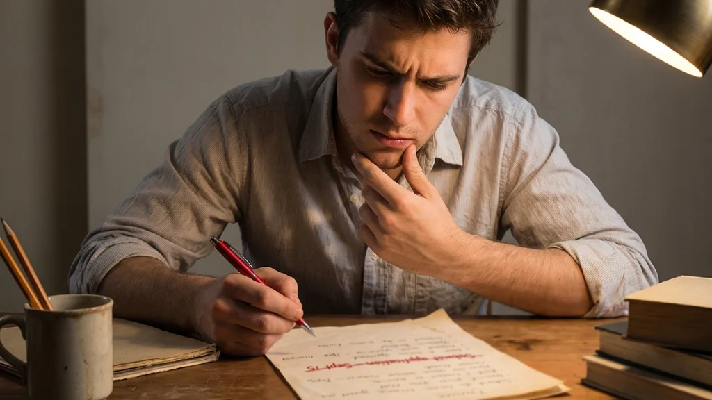 Errori comuni scommettitore principiante: persona che corregge appunti su un foglio con penna rossa