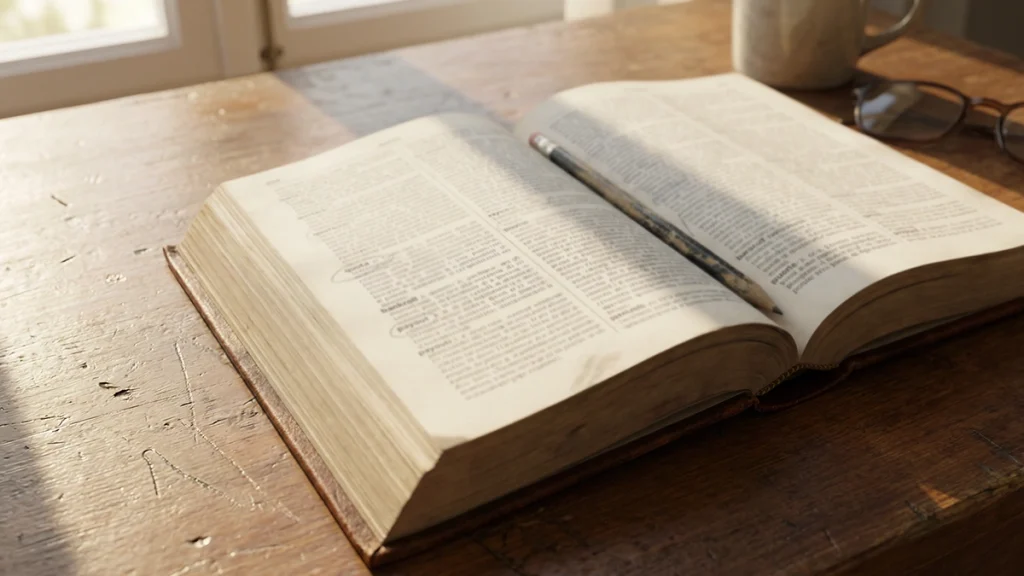 Glossario scommesse calcio: pagina aperta di dizionario con termini del betting evidenziati a matita