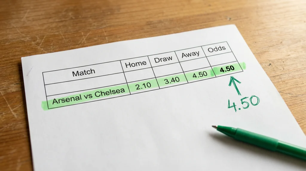Quote maggiorate scommesse: foglio con quota evidenziata in verde e freccia verso l